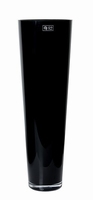 Konische glas vaas zwart glas met een hoogte van 70 cm
