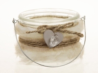 Tea light holder van glas Fur wit