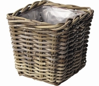 Rotan planter vierkant antique grey 18 cm