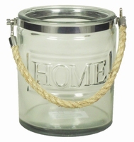 Glazen pot Home met touw L