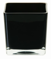 Accubak van gekleurd glas in zwart heavy glas 14 cm