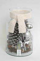 Kerst Arrangement zilver in glas