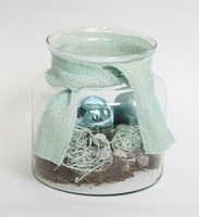 Kerst Arrangement pastel blauw in glas