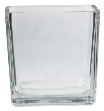 Accubak glas vierkant konisch 15 cm heavy glas