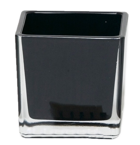 Accubak van gekleurd glas 10 cm in zwart en wit