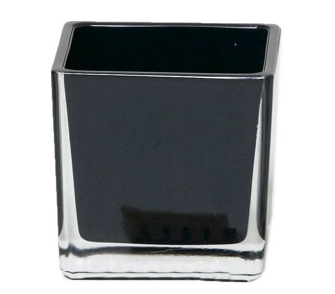 Accubak van gekleurd glas 8 cm in zwart en wit