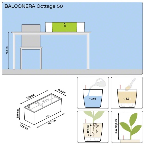 Balkonbak Lechuza Balconera Cottage 50 All-in-one set