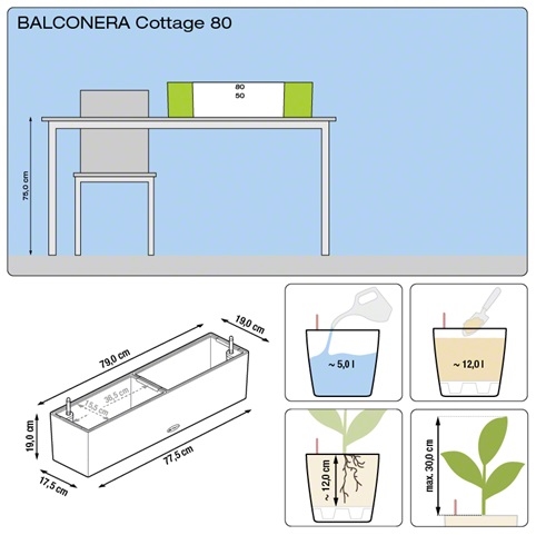 Balkonbak Lechuza Balconera Cottage 80 All-in-one set