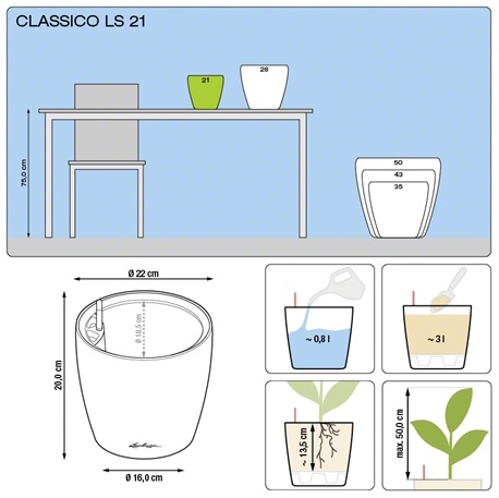 Bloempot Lechuza Classico LS 21 in meerdere kleuren