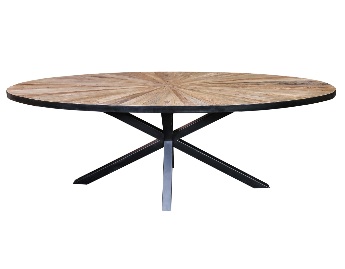 Cleme ovale Elm wood diningtable black iron base PTMD