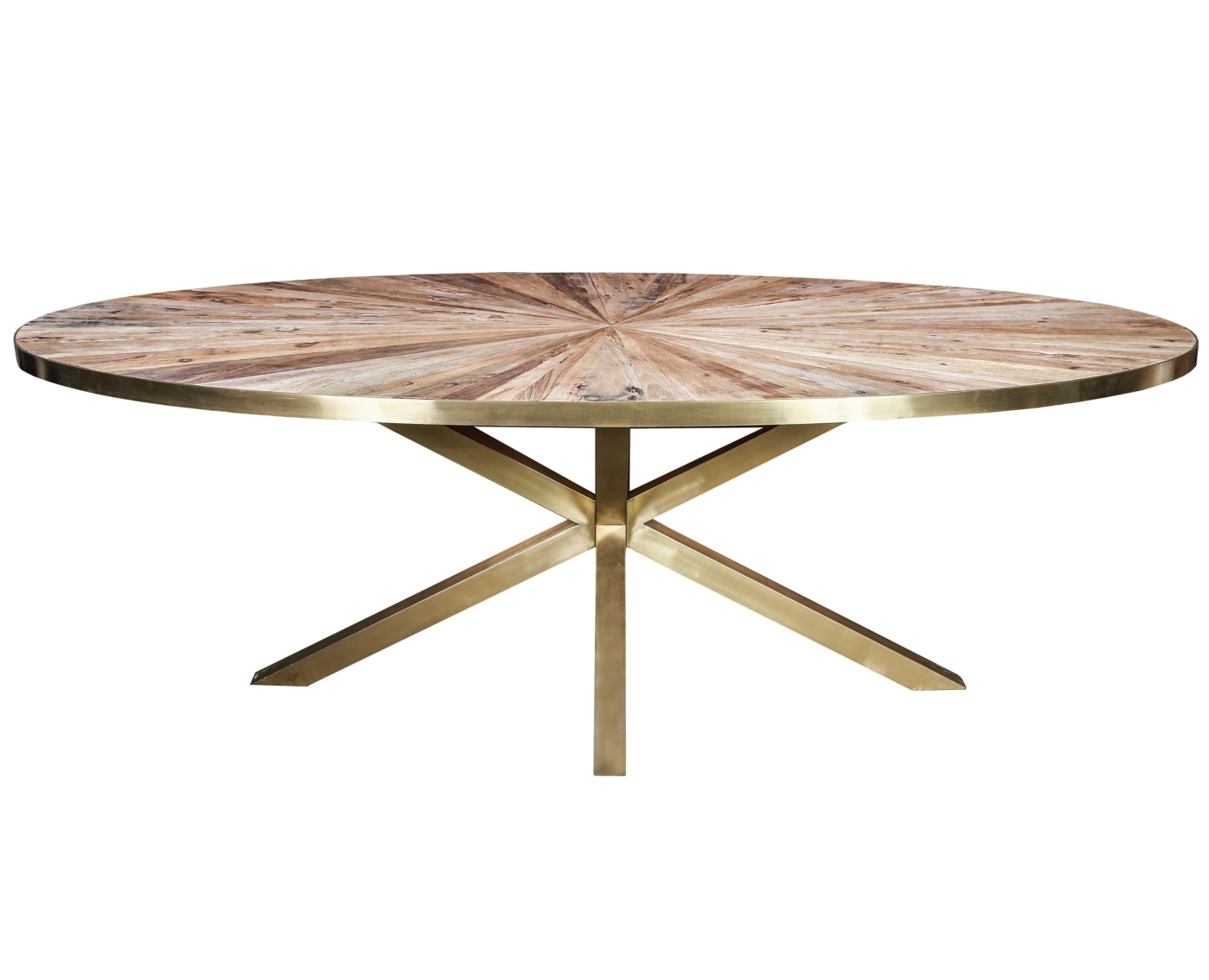 Cleme ovale Elm wood diningtable gold steel base PTMD