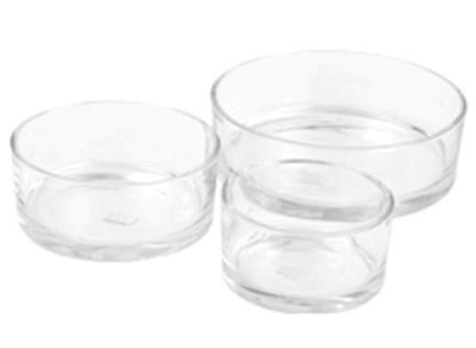 Glasschaal cilinder laag 8 cm in 3 afmetingen