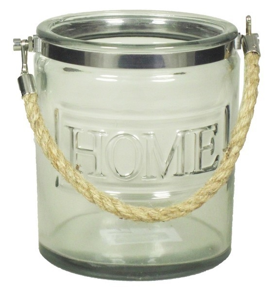 Glazen pot Home met touw L