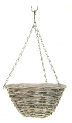 Hanging basket trento white wash