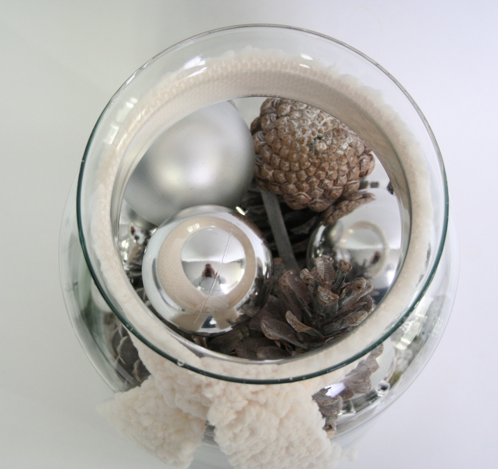 Kerst Arrangement zilver in glas