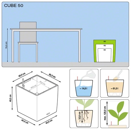 Plantenbak Lechuza Cube 50 diverse kleuren All-in-one set