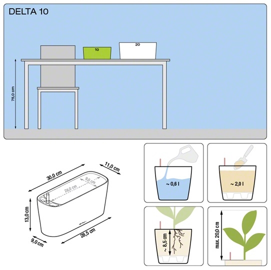 Plantenbak Lechuza Delta 10 diverse kleuren All-in-one set