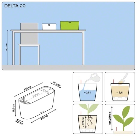 Plantenbak Lechuza Delta 20 diverse kleuren All-in-one set