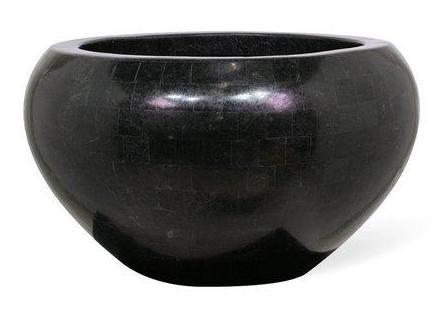 Plantenschaal rond Geo black polished