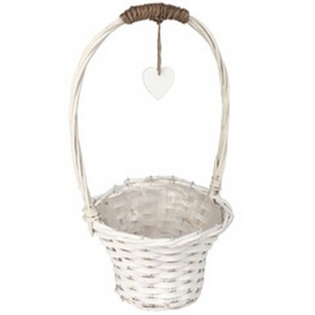 Rieten hengselmand wit met hart hanger