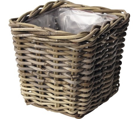 Rotan planter vierkant antique grey 18 cm