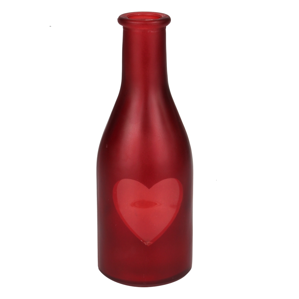 Vaas van rood gekleurd glas met hartje