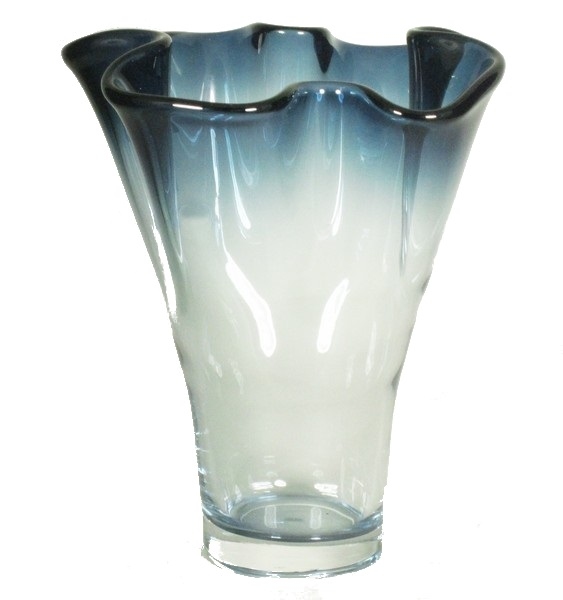 Waaier vaas van blauw glas