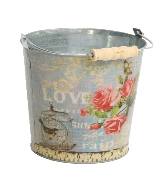 Zinken emmer met Love print