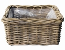 Rotan planter vierkant antique grey 