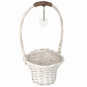 Rieten hengselmand wit met hart hanger