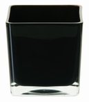Accubak van gekleurd glas in zwart heavy glas 12 cm