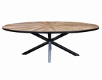 Cleme ovale Elm wood diningtable black iron base PTMD