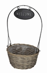 Mand rond Welcome grijs hoogte 45 cm